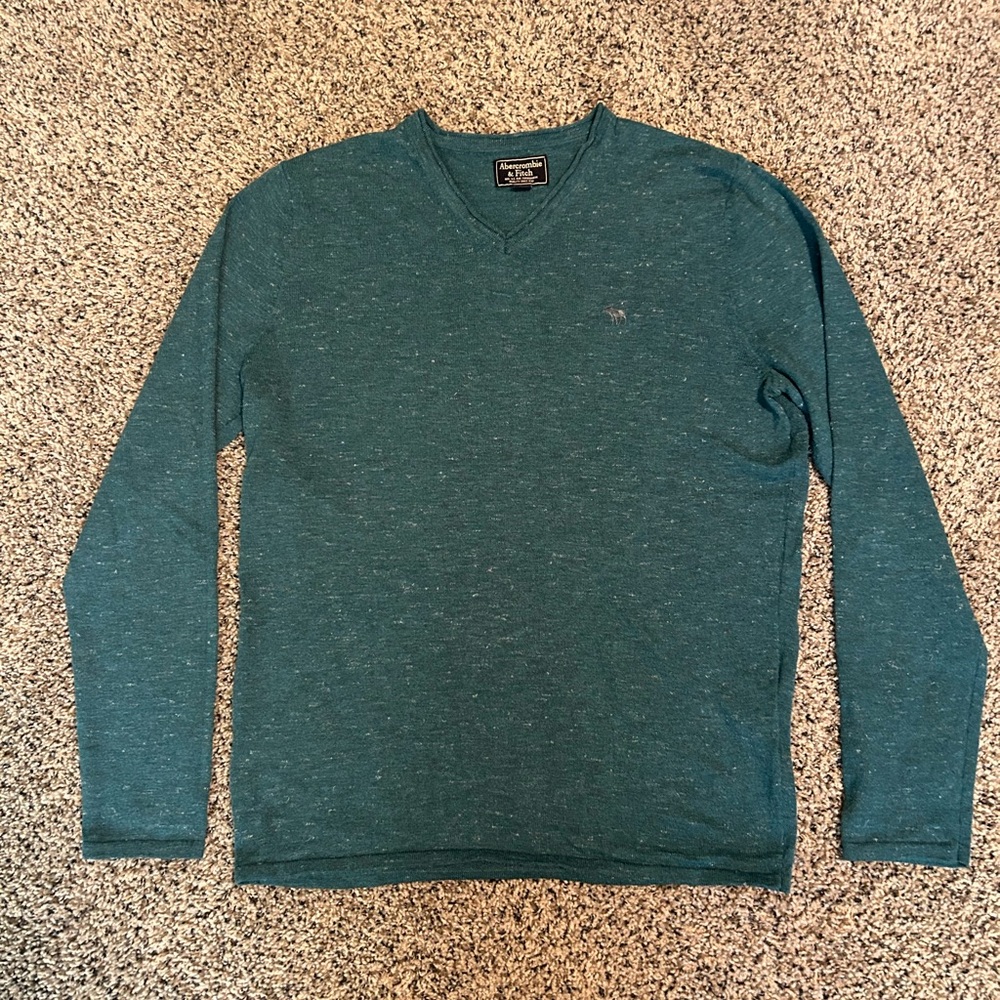 Men’s Abercrombie & Fitch Lightweight V-Neck Teal Sweater- Size Medium!